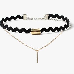 4/$20 Black choker gold wavy double hot topic